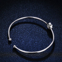 Sterling Silver Moissanite Luxury Round Bangle Bracelet for Women Live Direct Sales-50 points (set with moissanite)  925 silver