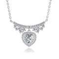 Oxidation-Resistant 925 Sterling Silver Moissanite Heart Pendant Necklace-0-3