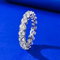 wholesale 925 Silver Full Pavé Ring for Women, 4mm Euro-American Ins Fashion Diamond Ring, Gift, Live Stream, Drop Shipping-R902 White Diamond 4mm No. 8