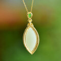 wholesale 925 silver gold-plated vintage Chinese-style pendant with inlaid natural-shaped jade, includes certificate-0-3