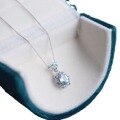 wholesale S925 Sterling Silver Aquamarine Necklace for Women, Summer Fashion Minimalist Luxury Small Design Collarbone Chain, New Collection-0-3
