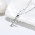 wholesale S925 Sterling Silver Cloud-Pull Jewelry Cross Pendant Necklace Full with Zircon, European and American Minimalist Style Factory Direct-0-4