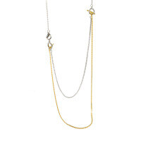 wholesale S925 Sterling Silver 409 Korean Version Ins Small and Minimalist Design Double-Layer Collarbone Chain Necklace for Women with OT Buckle and Color Contrast-Platinum + 18K gold (0.1 mark thick electroplating)  925 silver