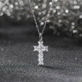 wholesale 925 Sterling Silver Cloud Pull Jewelry New 8A Ultra-Sparkling Zircon Cross Pendant Necklace Manufacturer-0-2