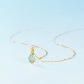 wholesale S925 gold-plated Japanese and Korean light luxury synthetic opal pendant necklace for women, French retro small luxury style wholesale-0-2