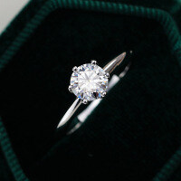 S925 Sterling Silver Moissanite Ring, Classic Six-Prong Crown Engagement Ring for Women-2 carats (empty setting)  Hong Kong number 20