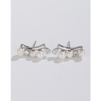 wholesale 925 Sterling Silver Pearl Earrings for Women, Minimalist Luxury Small Niche High-End Elegant Earrings, New Design Statement Jewelry-Shell Pearl Earrings-with Plastic Earplugs>925 Silver