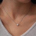 925 Sterling Silver 1-Carat Moissanite Snowflake Pendant Necklace-0-1