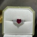 wholesale S925 Silver Cultivated Ruby Heart-Shaped 8*8mm Vintage Palace Style Women's Ring, Ready Stock Wholesale and Drop Shipping-0-0