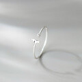 wholesale S925 Sterling Silver Fresh and Sweet Ins Style Niche Design Single Diamond Fishtail Open Ring R02437-0-4