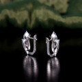wholesale S925 sterling silver leaf-shaped natural topaz earrings with crystal accents, small and delicate-0-1