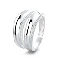 wholesale S925 Sterling Silver Retro Korean Style Minimalist Multi-Layer Line Small Design Open Adjustable Ring for Women-0-4