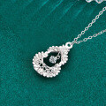 S925 Sterling Silver Dreamcatcher Gourd Necklace with Moissanite Pendant-0-1