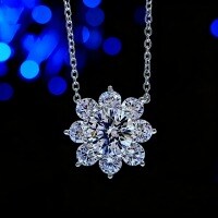 S925 Sterling Silver Cross-Border Moissanite Necklace, 1ct Four-Prong Choker-【Moissanite】6.5mm/1 carat with GRA certificate  925 silver [white gold]