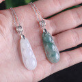 wholesale 925 Silver Wholesale Vintage Style Certified Ice Glutinous Type A Jadeite Bean Pendant Necklace Natural Jade Pendant-0-1