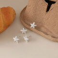wholesale S925 sterling silver lightweight and versatile starfish earrings for women, Korean autumn new release, minimalist design, sleep-friendly earrings-0-1