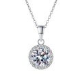Sterling Silver Moissanite Round Pendant Necklace, 1 Carat Luxury Simulation Fashion Wholesale-0-3