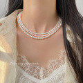 wholesale S925 Sterling Silver Korean Style Ins Minimalist Design White Pearl Necklace Y01547-0-0
