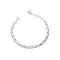wholesale S925 Sterling Silver SL007 Korean Style Cabbage Flower Chain Ins Small and Edgy Design Trendy Double-Layer Starry Sky Chain Bracelet for Women-0-5