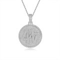 wholesale Metal Material: Sterling Silver Custom Digital Round Tag Cross-Border Europe and America Hip Hop Moissanite Necklace Jewelry for Rappers-0-4
