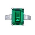 wholesale 925 Silver New Retro Emerald Diamond Ring 10*14, Hot Selling European and American Export Style-0-3