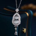 wholesale Metal New Chinese Style Tassel Cat Eye Gourd Necklace for Women, Elegant and Unique Dan Mian Pendant, Niche High-End Cross-Best Seller Collarbone Chain-0-2