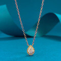 wholesale S925 Silver Gold-Plated Bohemian Style Pear-Shaped Teardrop Pendant Necklace, Small and Niche, Suitable for Daily Wear-0-0
