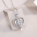 wholesale S925 Silver Fashionable Heart Pendant Women's High-End Version Cross-Border Collarbone Chain Moissanite Necklace-0-3