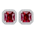 wholesale S925 Sterling Silver Zhuo Zhifan Jewelry New 1ct Pigeon Blood Red Ear Studs High Carbon Diamond European and American Retro 7*7 Earrings-0-4