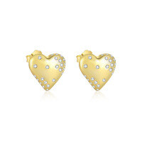 wholesale S925 Sterling Silver Wholesale Cross-border Light Luxury Sweet Design Zircon Earrings With Micro-set Color Zircons And Heart Shape-E4678-Gold/Pair 925 Silver