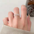 wholesale S925 Sterling Silver Fresh Sweet Ins Style Niche Design Exquisite Chain Double-Layer Ring R02784-0-0