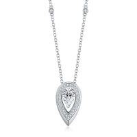 wholesale S925 silver plated with 18k gold necklace with 15 carat moissanite pendant in 6*9mm waterdrop cut, Messi Card same style-1.5 carat full moissanite &gt; 925 silver