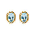 wholesale S925 silver plated with 14k gold, Dunli Jewelry manufacturer wholesale French sky blue topaz ear studs-0-4