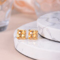 wholesale Vintage-inspired S925 silver gold-plated set with golden citrine for wealth attraction and moissanite, including ring, necklace, and earrings-0-2