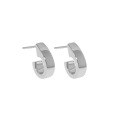 wholesale S925 Sterling Silver Korean Version INS Minimalist Design Versatile C-Shaped Polished Heavy Textured Stud Earrings for Women-0-5
