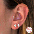 wholesale S925 Sterling Silver Single Cross Diamond-Studded Threaded Ear Stud,Ins。-0-3