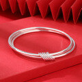 wholesale Fine Silver S990 Three-Life Three-World Bracelet for Women, Small and Exquisite Design, Light Luxury Triple Loop Bangle, Cross-Border New Product-0-3