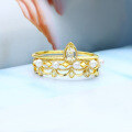 wholesale S925 Sterling Silver Dunli Autumn and Winter Jewelry New Christmas Limited Edition Yellow Crystal Pearl Ring for Women Retro Crown Set Ring-0-0