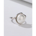 wholesale 925 Sterling Silver Pearl Ring for Women, Adjustable Opening, Minimalist and Luxurious Small Design, High-End Sense Index Finger Ring-0-1
