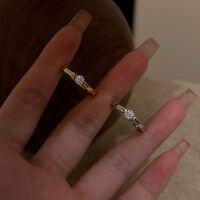 wholesale S925 Sterling Silver Classic Single Diamond Floating U-Shaped Polished Ring, Ins Style Light Luxury Minimalist Elegant and Versatile Band-Champagne gold>Adjustable opening