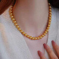 wholesale Metal material first, strong light perfectly round large 8mm South Sea golden pearl vintage French-style women's necklace-0-2