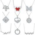 wholesale S925 Sterling Silver Butterfly Necklace with High-End Leaf and Heart Pendant, Cross-Border European and American Brand Jewelry-0-0