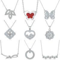 wholesale S925 Sterling Silver Butterfly Necklace with High-End Leaf and Heart Pendant, Cross-Border European and American Brand Jewelry-TLXL184 925 silver