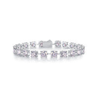 S925 Sterling Silver Tennis Bracelet with New European-American Style Full Pavé Pear Moissanite, Tarnish-Resistant Luxury Jewelry.-L13045 Moissanite 3.0mm*30 beads (16.5cm long)  925 Silver