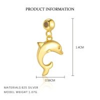 wholesale S925 Sterling Silver Minimalist Versatile Vacation Style Zircon Necklace For Women, Unique High-end Diy Jewelry Pendant-Dolphin-A4256_18K yellow plating_single pendant 925 silver