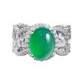 wholesale Silver-plated new jewelry live-streaming bestseller for women, featuring high-ice green chalcedony in an elegant 8*10 large cabochon design-0-4