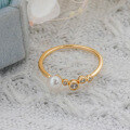 wholesale S925 silver plated with 14K gold, Dunli Jewelry French vintage gentle style irregular pearl white zircon ring-0-1