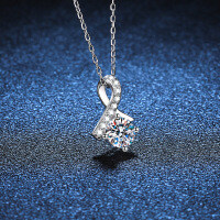 Sterling Silver Moissanite Necklace, Mermaid Pendant, Cross-Border Hot Seller.-[Empty Setting] 1 Carat Fishtail Necklace  925 Silver
