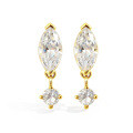 Sterling Silver Minimalist Moissanite Waterdrop Dangle Earrings-0-5