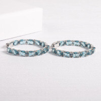 wholesale 925 Sterling Silver, Zirconia Glass, Customizable Earrings, One-Drop Shipping, European and American Style, Internet-Famous Hoop Earrings-Tanzanite glass earrings 925 silver
